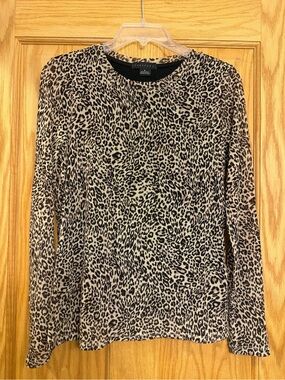 Sanctuary Anthropologie Leopard Print Long Sleeve Mesh lined top Medium NWOT